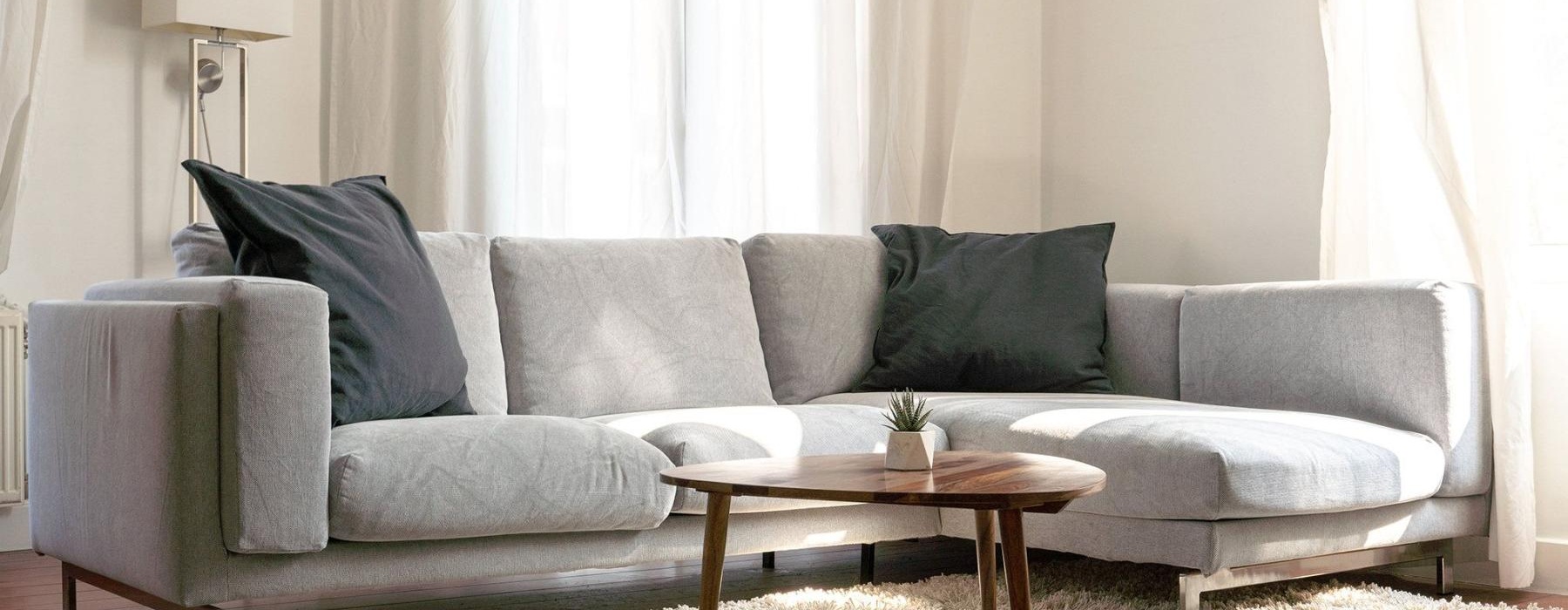 oversized windows brighten spacious, furnished living room